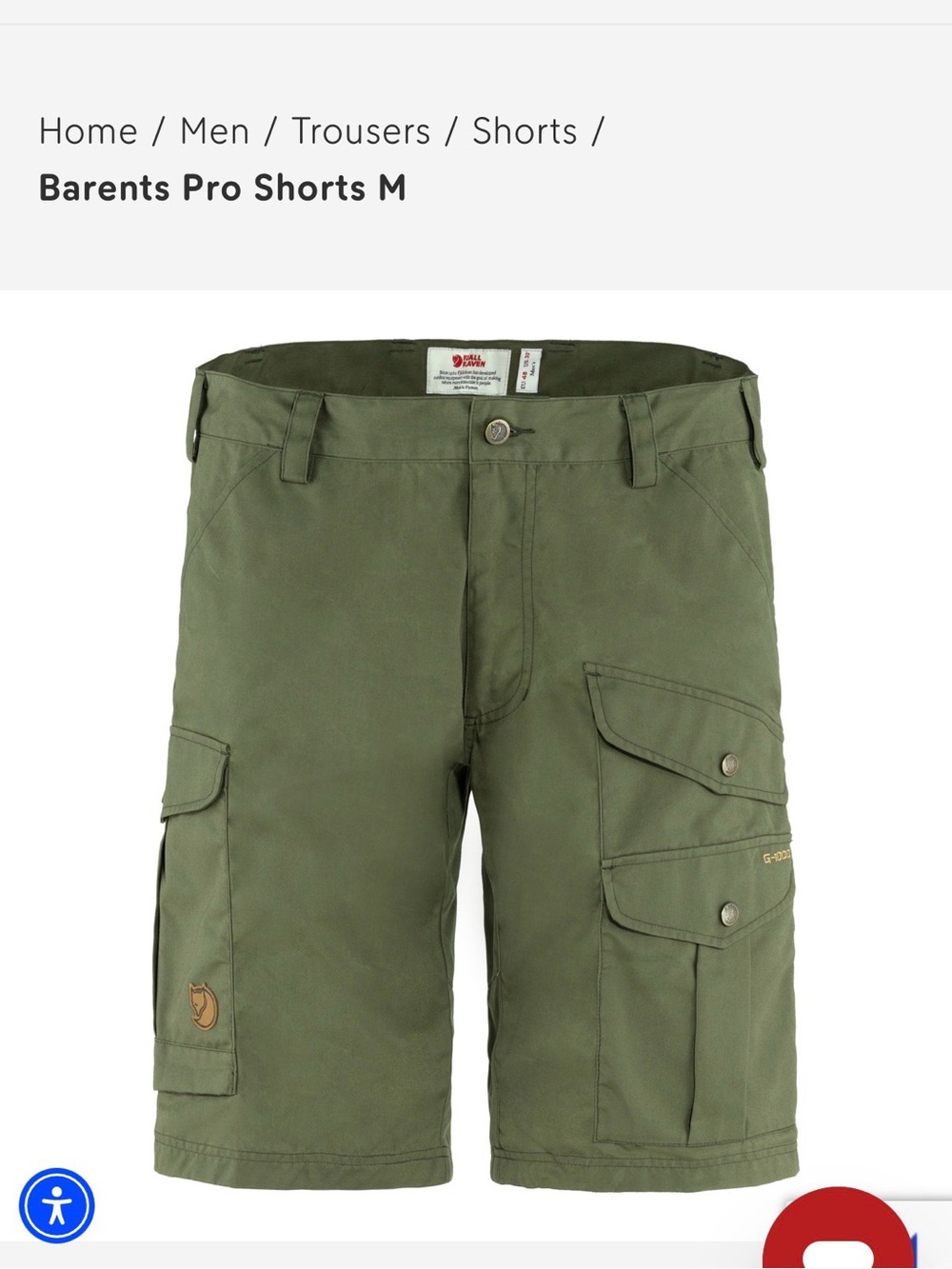 Fjallraven Barents Pro G-1000 Cargo Shorts 33-34